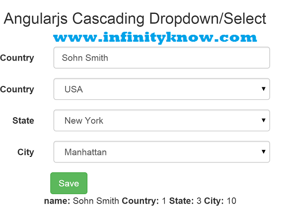 AngularJS Country State City Cascading DropDownList