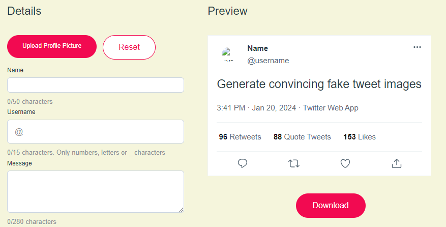 Fake Twitter Account Generator